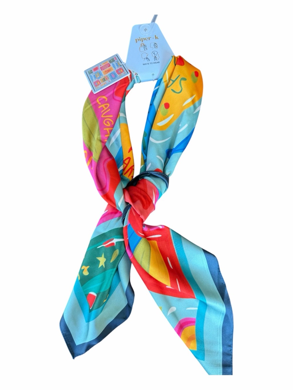 NWT PIPER K Scarf - Sardine Fish Motif Scarf Summer Bag Accessories